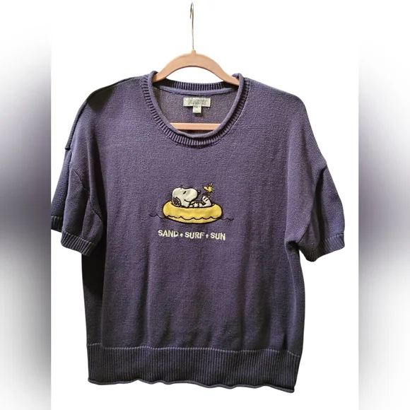 Peanuts Navy Blue Knit Sweater, SZ XL - Picture 1 of 5